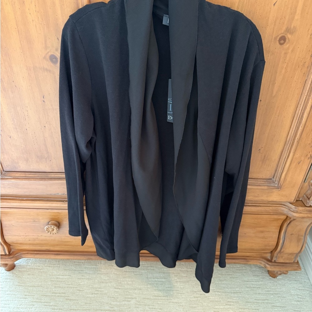 D I Ambre Black Open Front Cardigan Bought in Italy no size on garment. XL
